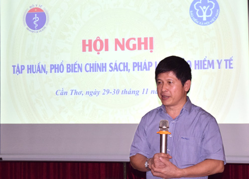 Ông Lê Văn Toàn, Phó Vụ trưởng Vụ BHYT - Bộ Y tế, phát biểu tại hội nghị.
