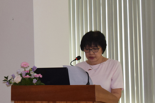 Bác sĩ Nguyễn Thị Ngọc Hồ, Giám đốc Điều hành Bệnh viện Quốc tế Phương Châu, phát biểu khai mạc hội nghị.