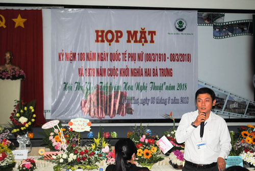Đồng chí Ông Huy Thanh, Chủ tịch CĐCS BV Nhi đồng TP Cần Thơ phát biểu tại buổi họp mặt.