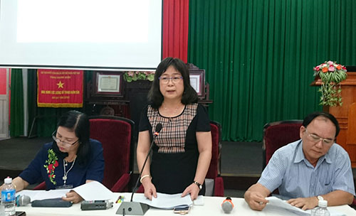 Đồng chí Võ Thị Hồng Ánh, Phó Chủ tịch UBND thành phố, phát biểu chỉ đạo tại buổi sơ kết công tác y tế 6 tháng đầu năm 2019.